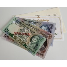 IRELAND 1977 . ONE 1 - TEN 10 POUNDS BANKNOTE . SPECIMEN SET